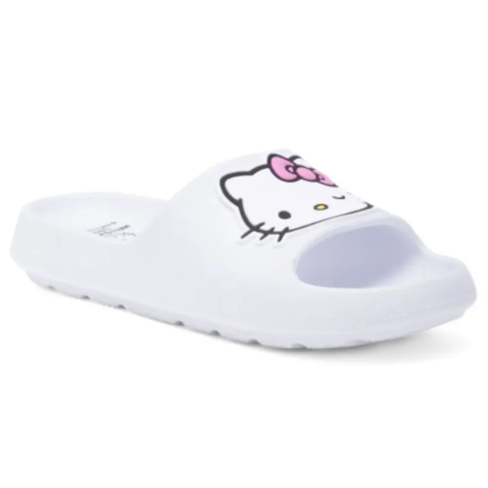 Hello Kitty 2/3 Child White Side Wink Rubber Slides